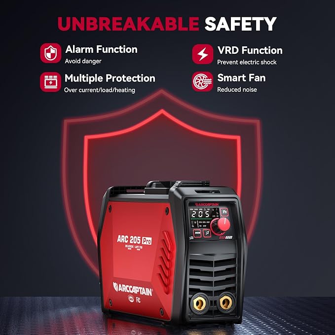 ARCCAPTAIN iControl ARC205 Pro Stick Welder, [APP Control] 205Amp ARC/Lift TIG Welding Machine, Large LED Display, IGBT Inverter 120V/240V MMA Welder with Hot Start, Arc force, and Anti-Stick