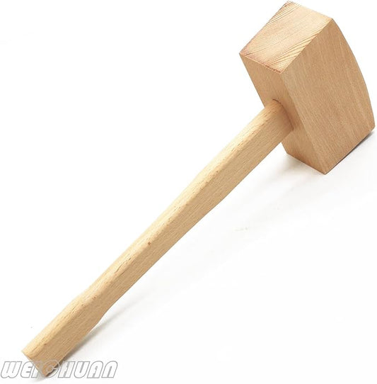 WEICHUAN Unfinished Beech Wood Mallet Ice Hammer Mallet - Solid Beechwood Damage-Free Striking Woodworking Carving Mallet Woodworking Hand Tool - 5 x 13.8"