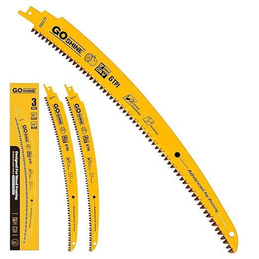 Wood Pruning Reciprocating Saw Blades,12 Inch Japanese Teeth Pruning Blades for Reciprocating Saw,Arc Curved Sawzall Blades for Fast Tree Trimming & Wood Cutting (3 Pack/6TPI)
