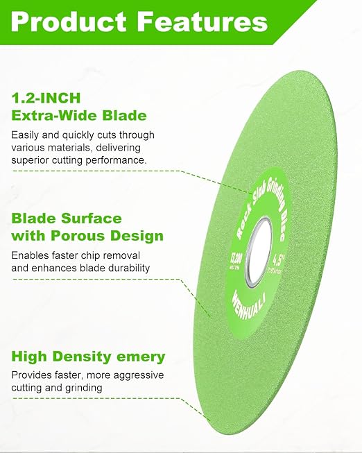4.5 Inch Diamond Rock Slab Grinding & Cutting Disc - 3 Pcs Angle Grinder Blade with 7/8" Arbor for Marble, Quartz, Ceramic, Glass, Tile, Jade & Rock Slab Trimming