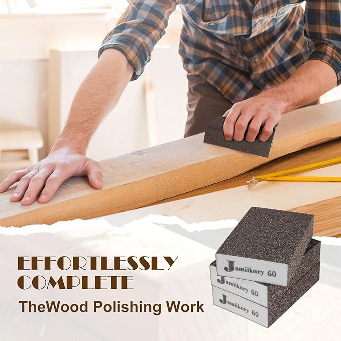 8pcs Sanding Blocks Assortment Kit, Sponge Sand Block Washable and Reusable, Wet & Dry Sandpaper Block - 60/80 Grit x 1pcs, 120/180/220 Grit x 2pcs