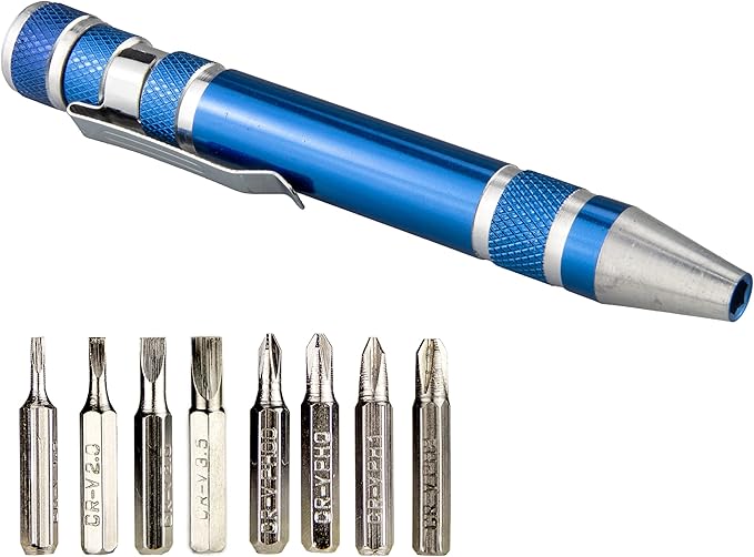 SWATOM 8 in 1 Mini Screwdriver Set Small Screwdrivers Pen Magnetic Repair Tools EDC Compact Precision Gadgets for Computer Eyeglasses Daily Home Improvement Use (Blue)