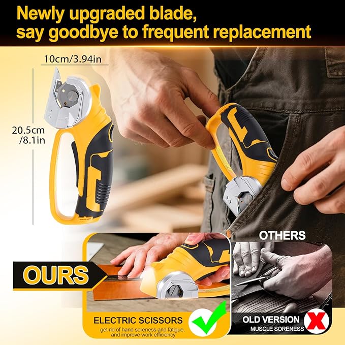 Cordless Electric Scissors,3.6V Cardboard Cutter,Electric Box Cutter with 1 Blade,USB Charging Cable,Safety Lock - Suitable for Fabric,Leather,Plastic,Crafts,Scissors for Cardboard
