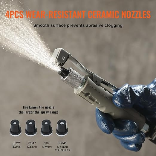 VEVOR 5 Gallon Sand Blaster, 60-110 PSI High Pressure Sandblaster, Portable Abrasive Blasting Tank, Air Sand Blasting Kit with 4 Ceramic Nozzles and Oil-Water Separator for Paint, Stain, Rust Removal