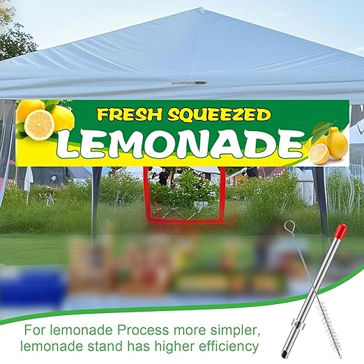 Lasnten 1 Pack Straw Puncher for Plastic Lids Lemonade Cups, Stainless Steel Straw Hole Puncher Punching Tools for Cafe Drinks Deli Container Fresh Squeezed Lemonade Stand Supplies (8.7 Inch,Red)