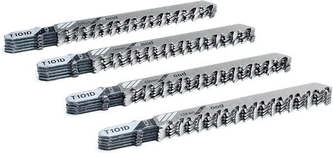 TAROSE 20-Piece T101D 4 Inch 6 TPI Assorted T-Shank Jig Saw Blades Set for Clean Cutting Wood