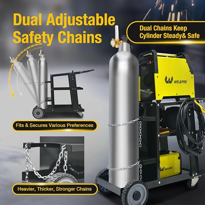 Weldpro Welding Cart for MIG Welder TIG Welder and Plasma Cutter, 3-Tier Heavy Duty welder Cart with 400Lbs Static Weight Capacity, 360째 Rolling Welding Trolley with Swivel Wheels