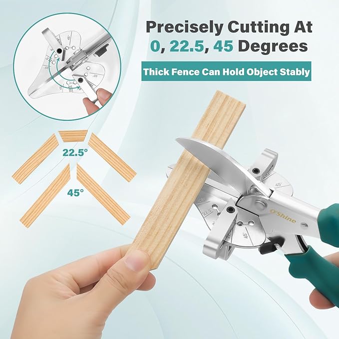 O?셎hine 22.5 Degree Long Handle Miter Shears For Angular Cutting Molding Wood Crafting, Quarter Round Cutting Tool Shoe Molding Cutters, Multi Angle Trim Cutter Hand Tool, w/ 1pc Extra Blade
