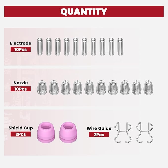bestarc AG60P Plasma Cutter Consumables Cutting Torch Tip Nozzles Kit 24pcs For BTC500DP, BTC650DP