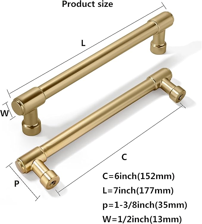 khtumeware 10 Pack 6 Inch(152mm) Champagne Bronze Kitchen Cabinet Handles Warm Brass Cabinet Pulls Gold Kitchen Cabinet Hardware for Cupboard Drawer Pulls Dresser Handle