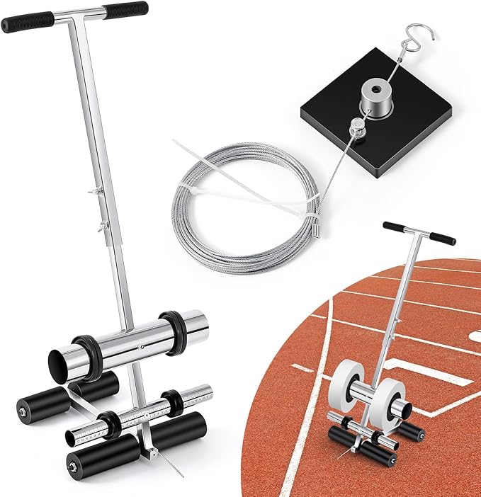Tellegloww Court Line Tape Machine, line Striping Machine, Hand Push Floor Tape Applicator with Drawing Circle Kit竊냃ubber Roller Tapes Marking Machines for Parking Lot, Basketball Court, Road Warning