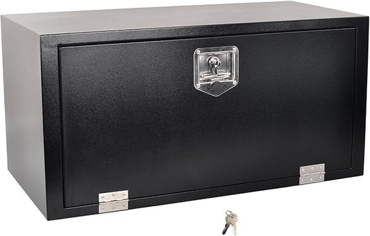 36 Inch Steel Tool Box with T-Handle Latch, Underbody Storage Truck Bed Organizer Toolbox for Trailer Pickup RV, Job Tool Chest, 36 X 18 X 18 Inch, Black