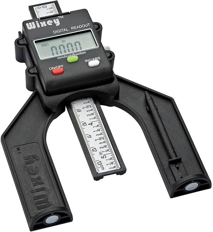 Wixey Mini Digital Height Gauge ??Durable Easy-Read Digital Depth Gauge ??Precise Accurate Height Measurement Tool for Router & Table Saw ??Compact Measuring Tools for Woodworking Projects