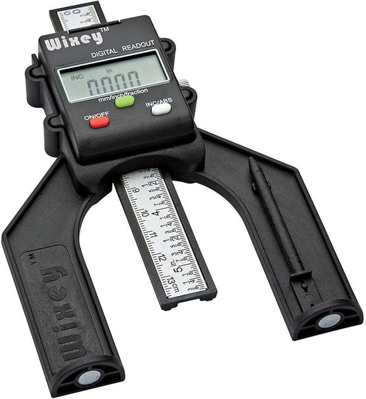 Wixey Mini Digital Height Gauge ??Durable Easy-Read Digital Depth Gauge ??Precise Accurate Height Measurement Tool for Router & Table Saw ??Compact Measuring Tools for Woodworking Projects