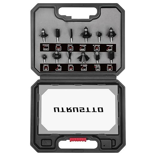 Router Bits 1/4 Inch Shank 12 Pieces, Tungsten Carbide 1/4" Router Bit Set, for Professional and Beginners Carpenter