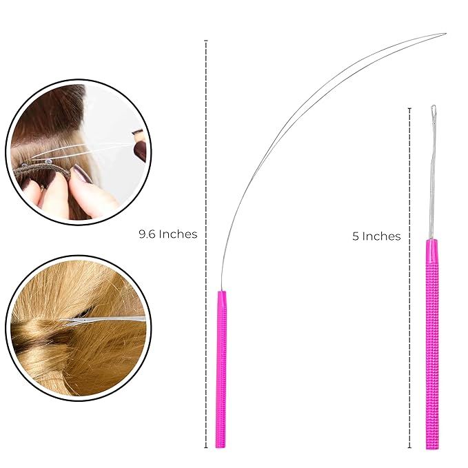 SIVOTE Professional Hair Extension Pliers & Bead Extension Tool Kit ??Stainless Steel Hair Pliers for Bead Extensions, Microlink Tool Kit, & Loop Threader for Micro Beads Hair Extensions Kit Pink