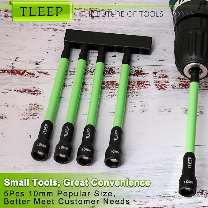 150MM 10mm Magnetic Power Nut Driver Set for Impact Drill, 1/4" Hex Head Drill Bit Set Metric Screwdriver Socket Set, Chrome Vanadium Steel Quick Change Chuck Socket Wrench Nut Setters