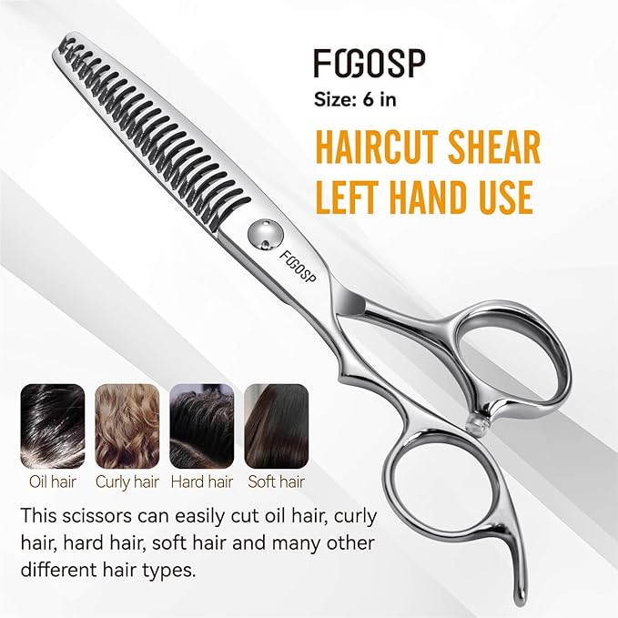 Left Handed Hair Thinning Scissors 6??Professional Barber Scissor Japan VG10 CNC Ultra-Precise Cuts, Razor Sharp Blades 22 Teeth Thinner Hair Shears for Women & Men 30% Thinning Rate