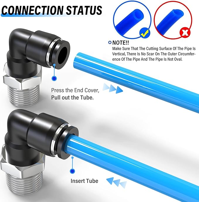 TAILONZ PNEUMATIC Male Elbow 4mm Tube OD x 1/4 Inch NPT Thread 90 Push to Connect Fittings PL4-N2 (Pack of 2)