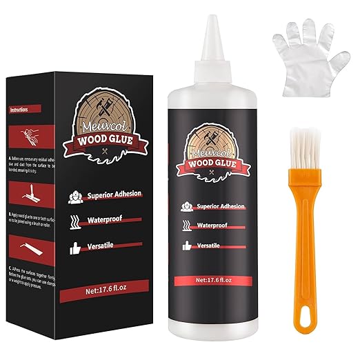 Wood Glue, Strong Glue for Woodworking, Waterproof Clear Wood Glue for Furniture Heavy Duty, Interior & Exterior Furniture Glue for Crafts, Baseboard, Cabinets, Door (500g)