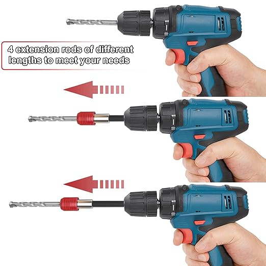 Mwellewm Drill Bit Extension Set, 4Pcs Magnetic Drill Screwdriver Bit Holder Bar Chuck Adapter Extender 1/4 inch Hex Quick Release Bit Holder for Impact Driver Screws Nuts Drill
