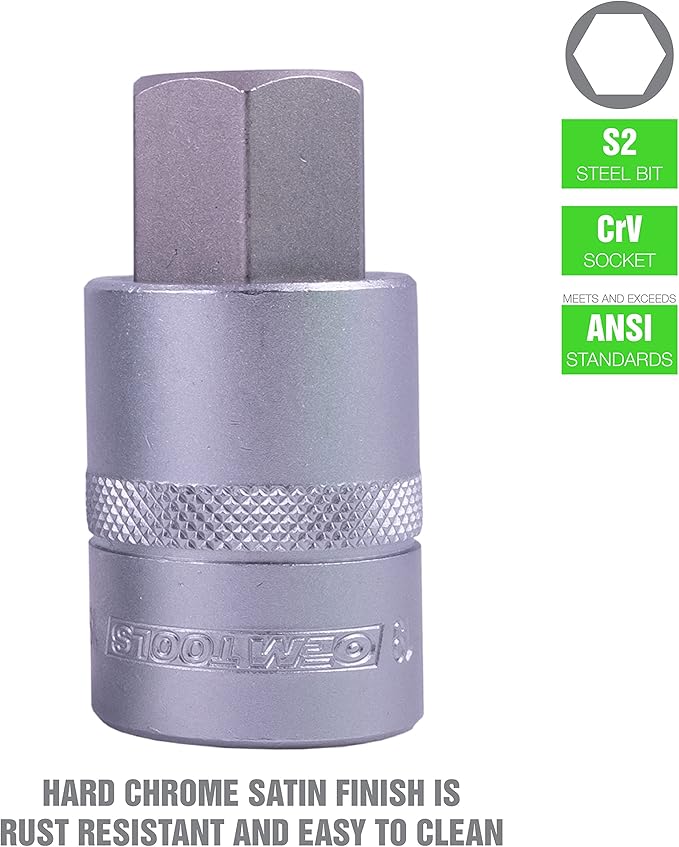 OEMTOOLS 22989 32 Piece Hex Bit Socket Set, SAE and Metric Bit Sockets, 1/2", 1/4", and 3/8" Drive Hex Bit Socket Set Metric and SAE Included