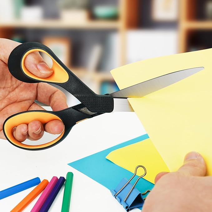 OneName Left Handed Scissors,8 Inch Lefty Scissors All Purpose,Stainless Steel Sharp Blade Soft Comfort-Grip Left Handed Scissor Adults,Great for Office,Home,Sewing,School Crafting 2 Pack
