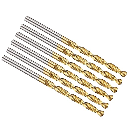 PATIKIL 2.5mm Drill Bit, M42 8% Cobalt High-Speed Steel Jobber Straight Shank 135° Titanium Nitride (TiN) Coated for Hard Metal Stainless Steel - 6 Pack