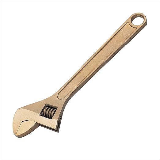 CS Unitec | Non-Sparking & Non-Magnetic Adjustable Wrench | 15in Aluminum Bronze Tool, TUV Certified & Beryllium Free
