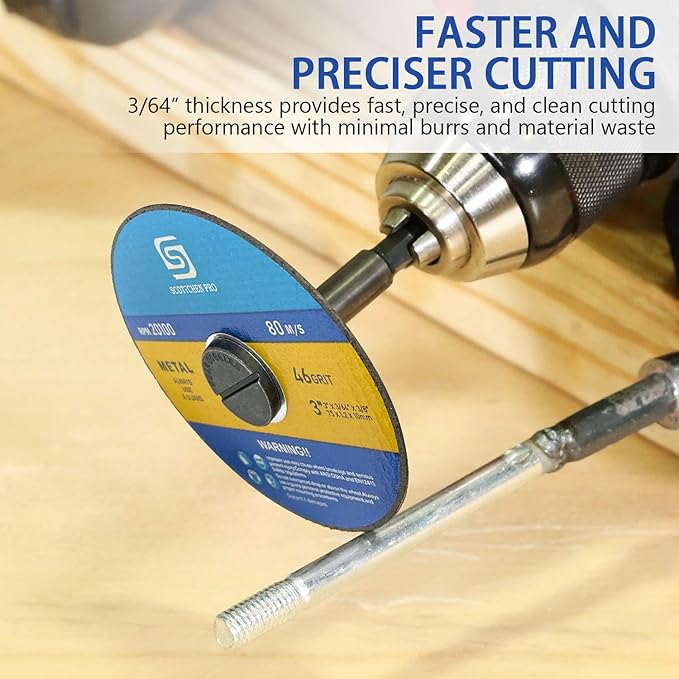 3inch Cut-Off Wheels 3" x 3/64" x 3/8",Die Grinder Cutting Disc for Die Grinder,with 1/4" Shaft, 3/8" & 1/4" Arbor Mounting Mandrel-10Pack Cutting Wheels+1pc Mandrel