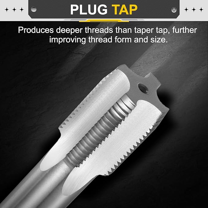 uxcell Hand Plug Tap M27 x 2 H2 Metric Thread Plug Style Taps Straight Flute Screw Tapping Threading Tool High Speed Steel HSS6542