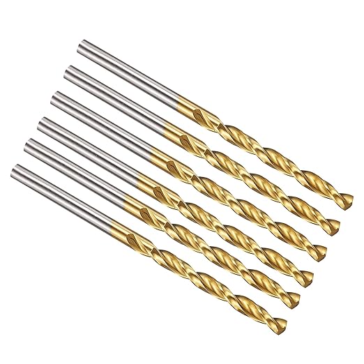 PATIKIL 3.5mm Drill Bit, M42 8% Cobalt High-Speed Steel Jobber Straight Shank 135° Titanium Nitride (TiN) Coated for Hard Metal Stainless Steel - 6 Pack