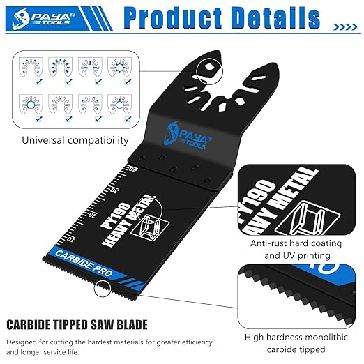 Carbide Oscillating Tool Blades, 1-3/8'' Multitool Blades Quick Release for Hard Material, Metal, Nails. Bolts. Screws Other Hard Materials (3-Pack)