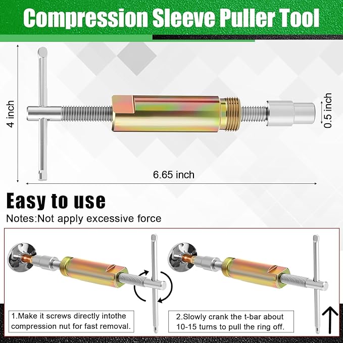 Lanties 5 Pcs Angle Stop Wrench Kit Plumbing Tool, Compression Sleeve Puller for 1/2" Compression Fitting Ferrule Puller Removal Tool for 1/2" Copper Tubing 4-way Multi-functional Utility Key (Green)