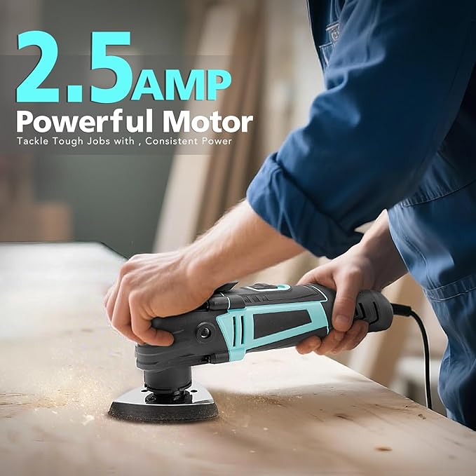 3.2째 Oscillating Multi-Tool Kit with Quick-Change & 6-Speed | 2.5A Motor for Smooth Cutting, Sanding, Scraping | Low Vibration & 17pc All-in-One Kit