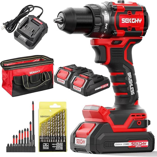 20V Power Drill Drivers, 70N.m,cordless drill with battery and charger, Masonry & Tile Drill Bits, for Home DIY, Construction, Repair power tools
