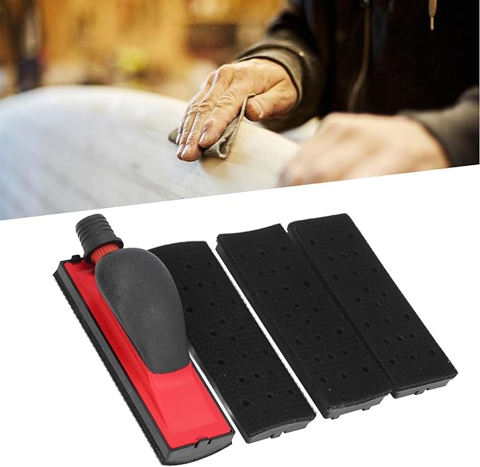 Adjustable Hand Sanding Block, Brushed Chassis Hand Sander with Dust Extraction, Ideal for Woodworking, Home Cleaning, ABS Material