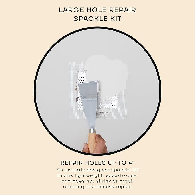 soto Large Hole Repair (Up to 4"), Beige Spackle, 7-Piece Kit (No. 09 Rough Sketch) - High Strength Hole Repair Kit for use on: Walls, Drywall, Ceiling, Furniture, Cabinets