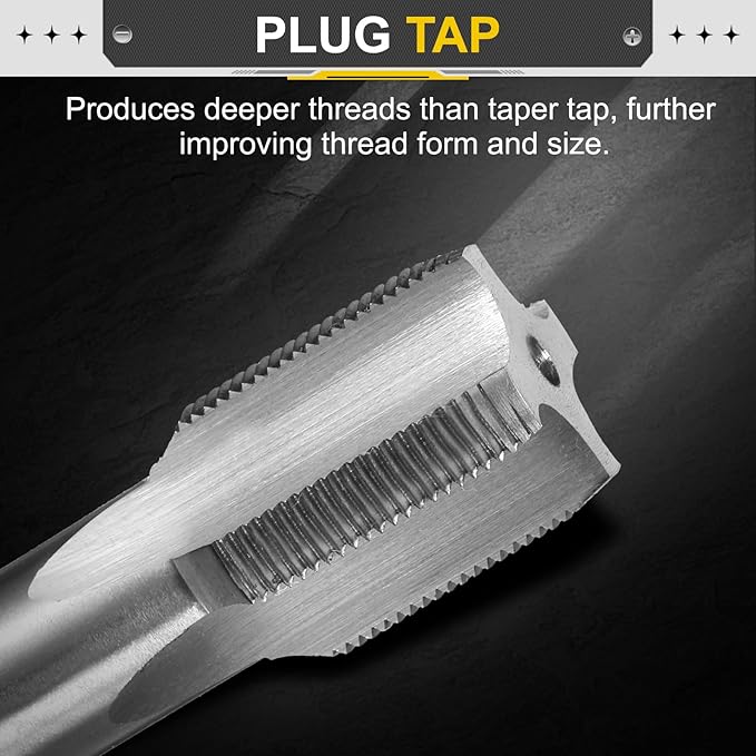 uxcell Hand Plug Tap M19 x 1 H2 Metric Thread Plug Style Taps Straight Flute Screw Tapping Threading Tool High Speed Steel HSS6542