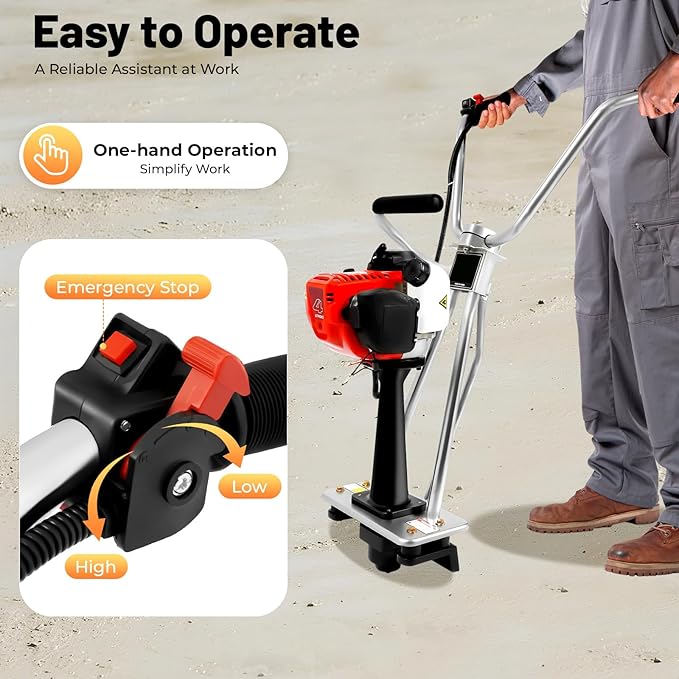4-Stroke Gas Concrete Vibrating Machine, 900W 35.8CC Commercial Power Screed Vibrating Screed Power Unit Concrete Wet Screed Gasoline Cement Vibrator with 0.65L Fuel Tank for Pavement & Bridge Decks