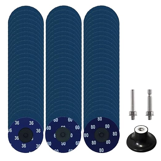 75Pcs 3 inch Quick Change Disc Set, Zirconia Roll Lock Sanding Disc with 1/4" Holder Compatible with Die Grinder Surface Prep Strip Polish Finish Burr Rust Paint Removal