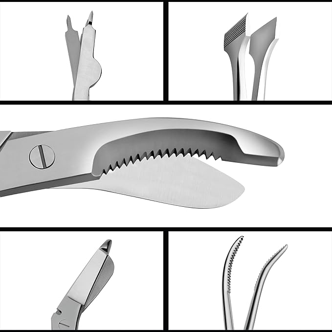 Cast Spreader 3 Prong, Burn Cast & Plaster Shear, Scissors Pliers Forceps Plaster Opner Orthopedic Tools Instruments German Grade Stainless Steel (8 pcs Set)