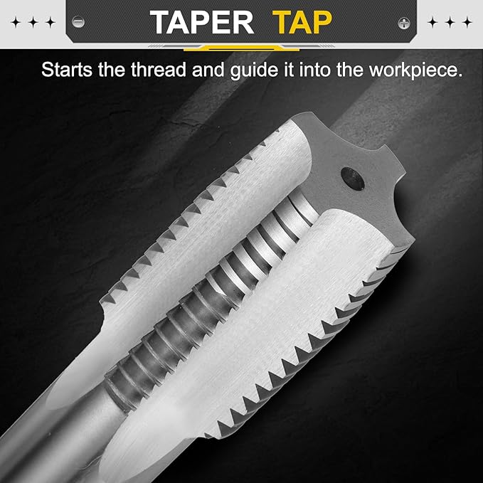 uxcell Hand Taper Tap 1-1/2"-6 BSW Thread Taper Style Taps Straight Flute Screw Tapping Threading Tool High Speed Steel HSS6542