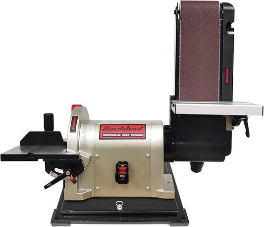 BUCKTOOL Bench Belt Sander with Rotating Base and Dust Collection Fitting, Belt Sander for Woodworking 4 in. x 36 in. Belt & 8 in. Disc with 3/4HP Direct-drive Motor with Rotating Base, BD4801