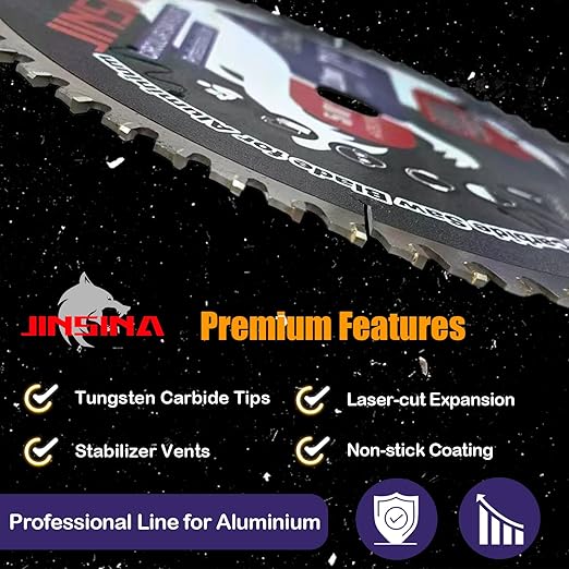 7-1/4" 60T Aluminum Circular Saw Blade, Tungsten Carbide Tipped Cutting Blade for Non-Ferrous Metal, Copper, Polycarbonate, Drywall, MDF, Plastic, 5/8" 1PC