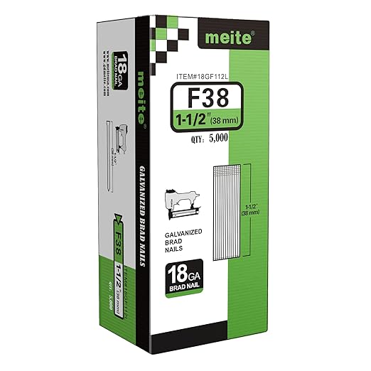 meite 18 Gauge Brad Nails, 1-1/2-Inch 18GA Brad Nails, Galvanized Nail Gun Nails for Pneumatic, Electric Brad Nailer Gun (5,000 Counts)