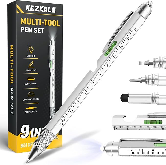 KEZKALS Stocking Stuffers for Teens, 9 in 1 Multitool Pen Gifts for Men, Mens Stocking Stuffers White Elephant Gifts for Adults, Mens Gifts for Dad Him Boyfriend, Birthday Christmas Gifts for Men