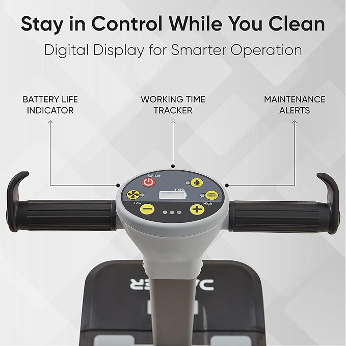 Battery Powered Walk Behind Mini Automatic Floor Scrubber Machine – Compact & Portable, 16” Cleaning Width, 1.5h Runtime, 3-Speed Brush – Ideal for Small Commercial Spaces, Offices, Retail