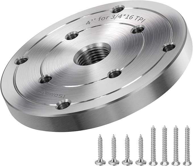 4" Steel Wood Lathe Faceplate,Faceplate for Wood Lathe,Lathe Face Plate Fit for 3/4" x 16TPI Spindle without Screwchuck
