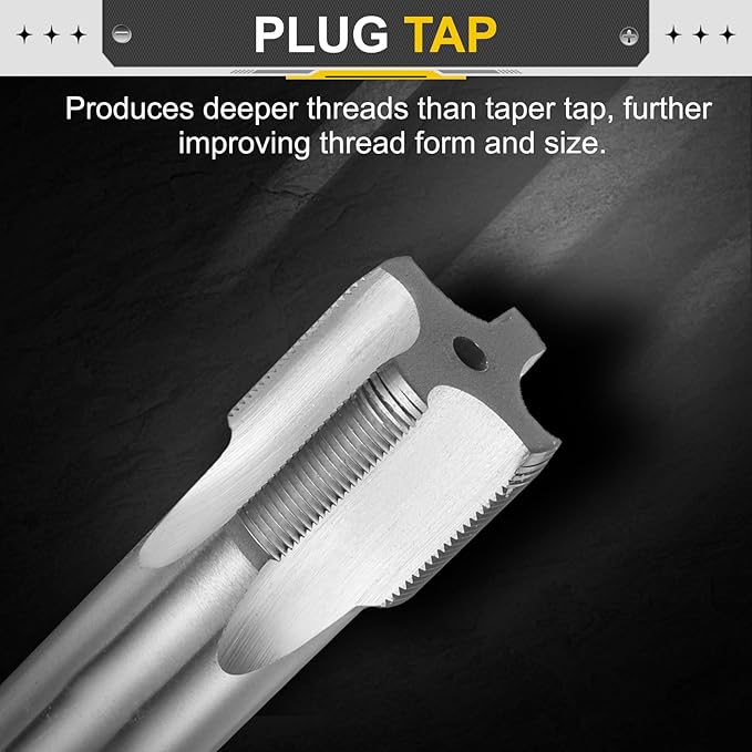 uxcell Hand Plug Tap M25 x 1 H2 Metric Thread Plug Style Taps Straight Flute Screw Tapping Threading Tool High Speed Steel HSS6542